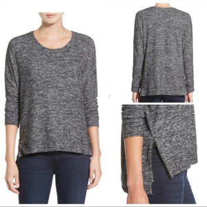 Velvet By Graham & Spencer Women’s 3/4 Sleeve Zip Side Tee Shirt Top Charcoal Gr